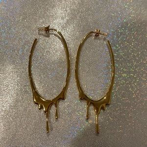 Dripping Oval 24k Gold Hoops